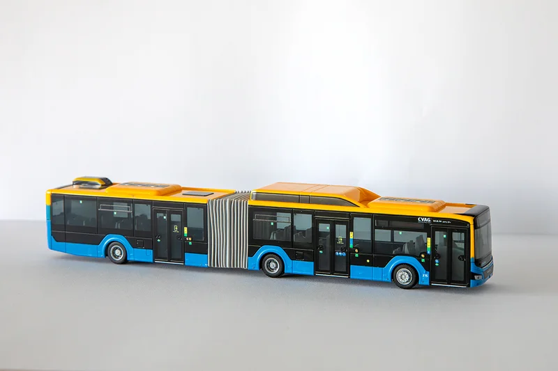 The picture shows a model of the CVAG 316 articulated bus.