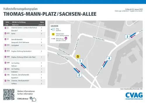 Haltestellenumgebungsplan Thomas-Mann-Platz/ Sachsenallee