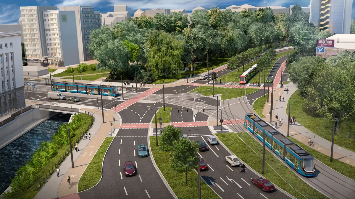 Die Visualisierung zeigt, wie der Falkeplatz nach Fertigstellung des Bauvorhabens aussehen soll. 